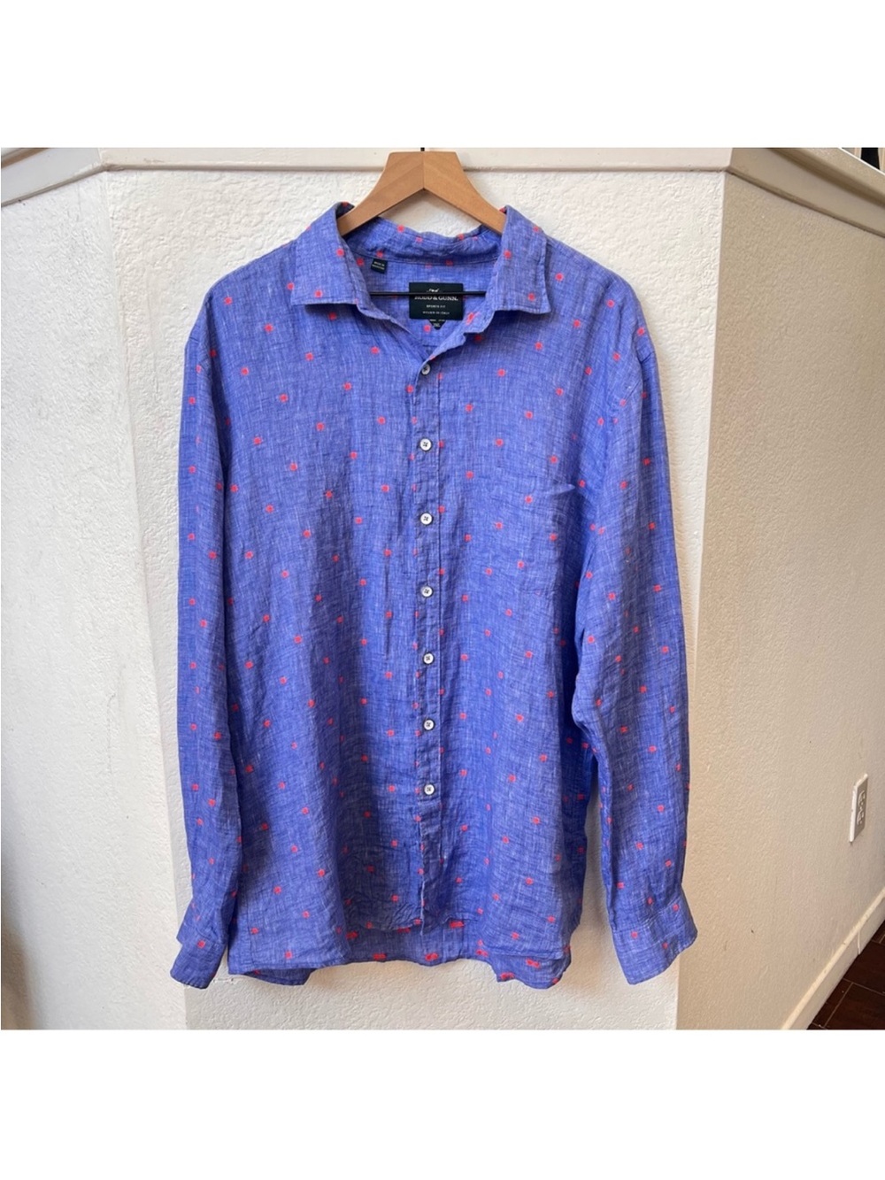 Rodd & Gunn Linen Blue Shirt Sports Fit Button Down Long Sleeve Fox Street 2XL